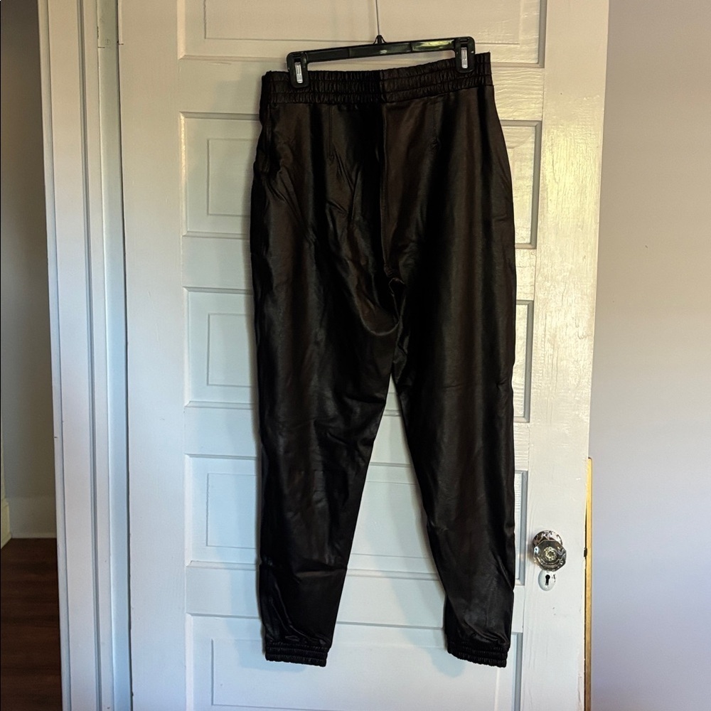 NWT SPANX Faux Leather Black Joggers - Picture 4 of 4